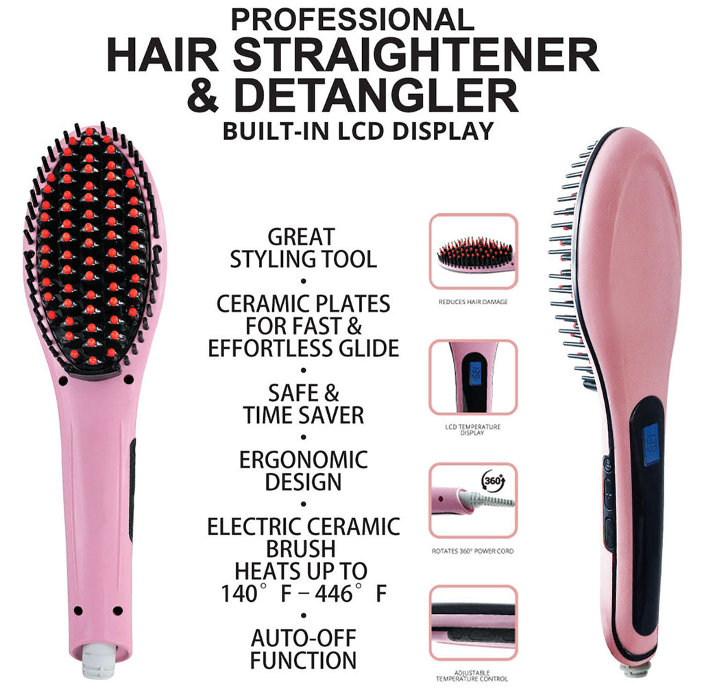 Professional Hair Straightener & Detangler Brush