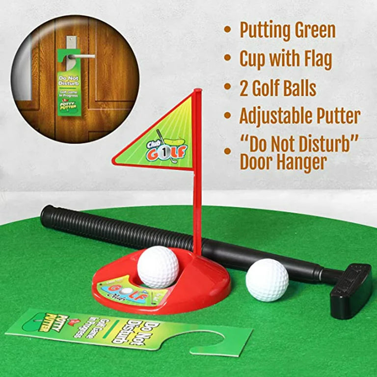 Novelty Mini Golf Potty Putter Bathroom Game Toy Trainer Set Putting Gift