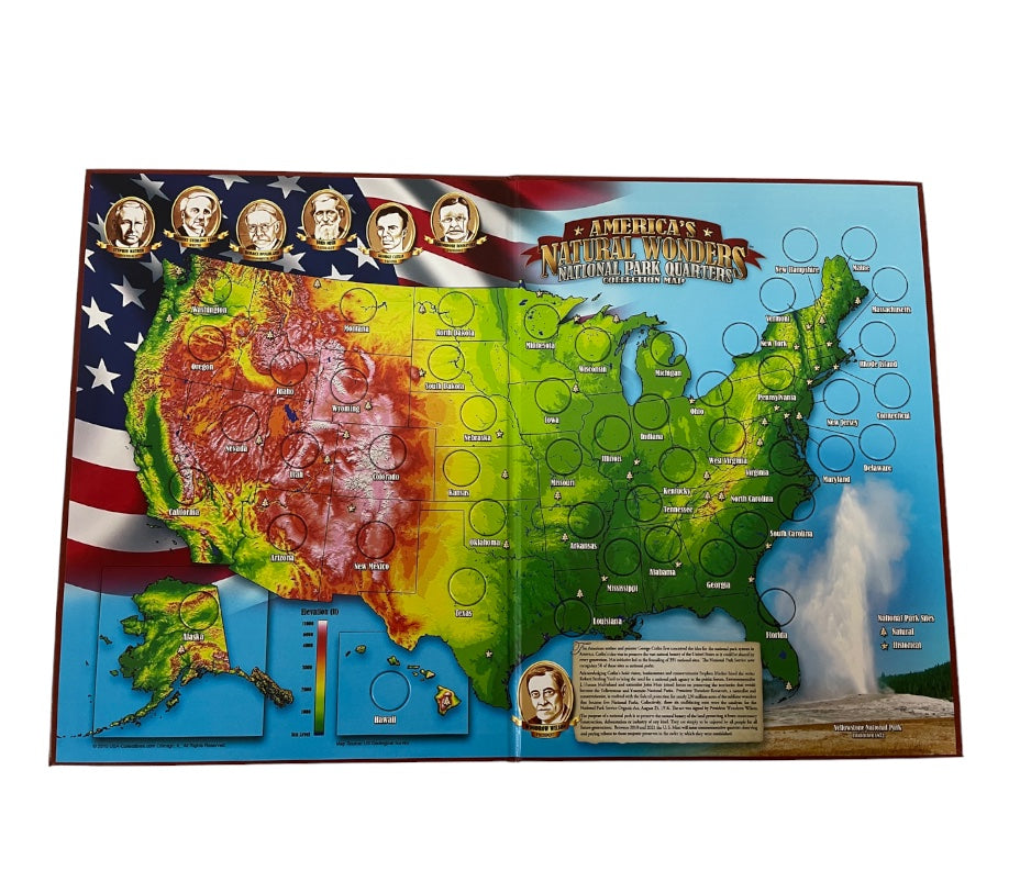 America’s Natural Wonders: A Map of National Parks Quarters