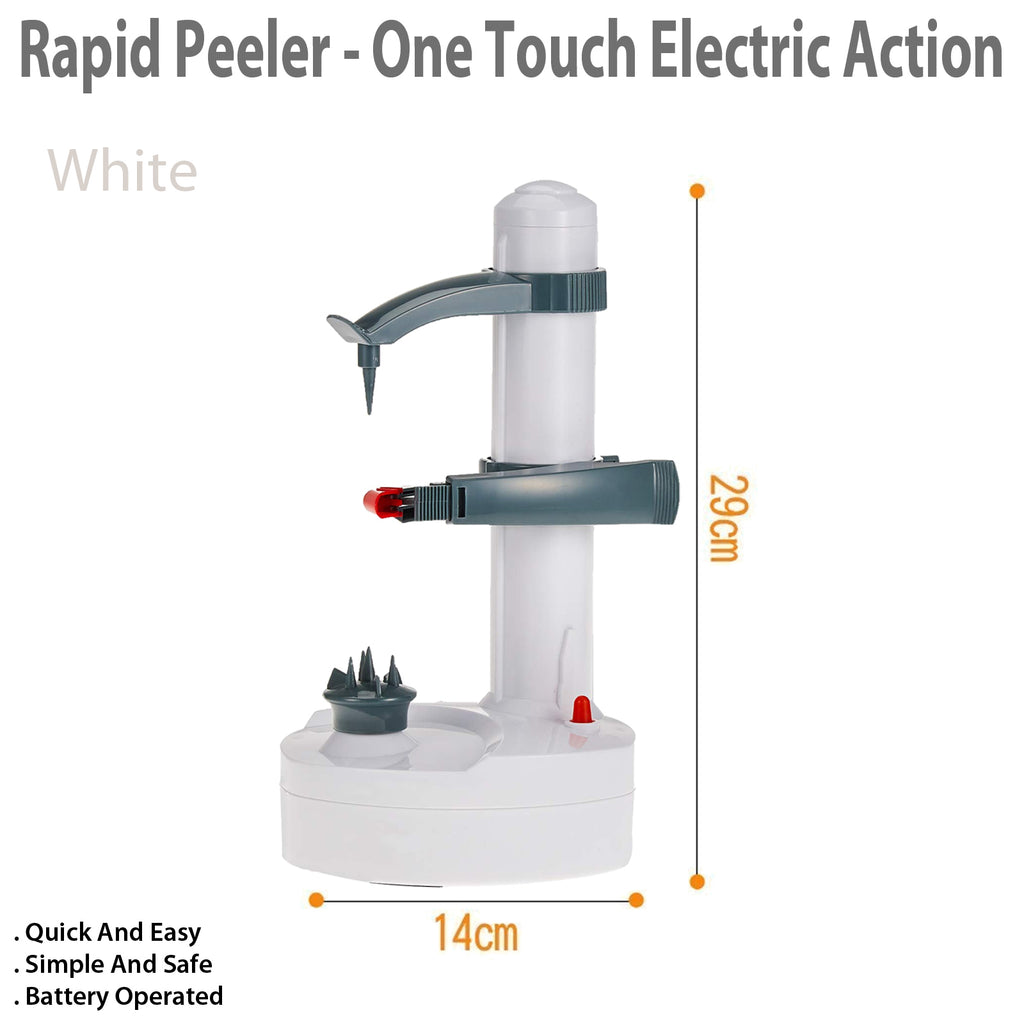 Rapid Peeler - One Touch Electric Action for Effortless Peeling (White)