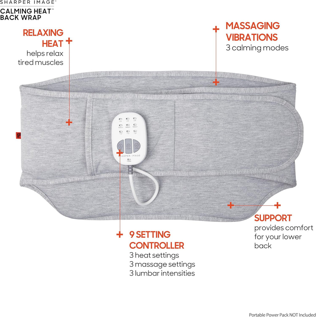 Sharper Image Calming Heat Back Wrap - Heated Lumbar Belt