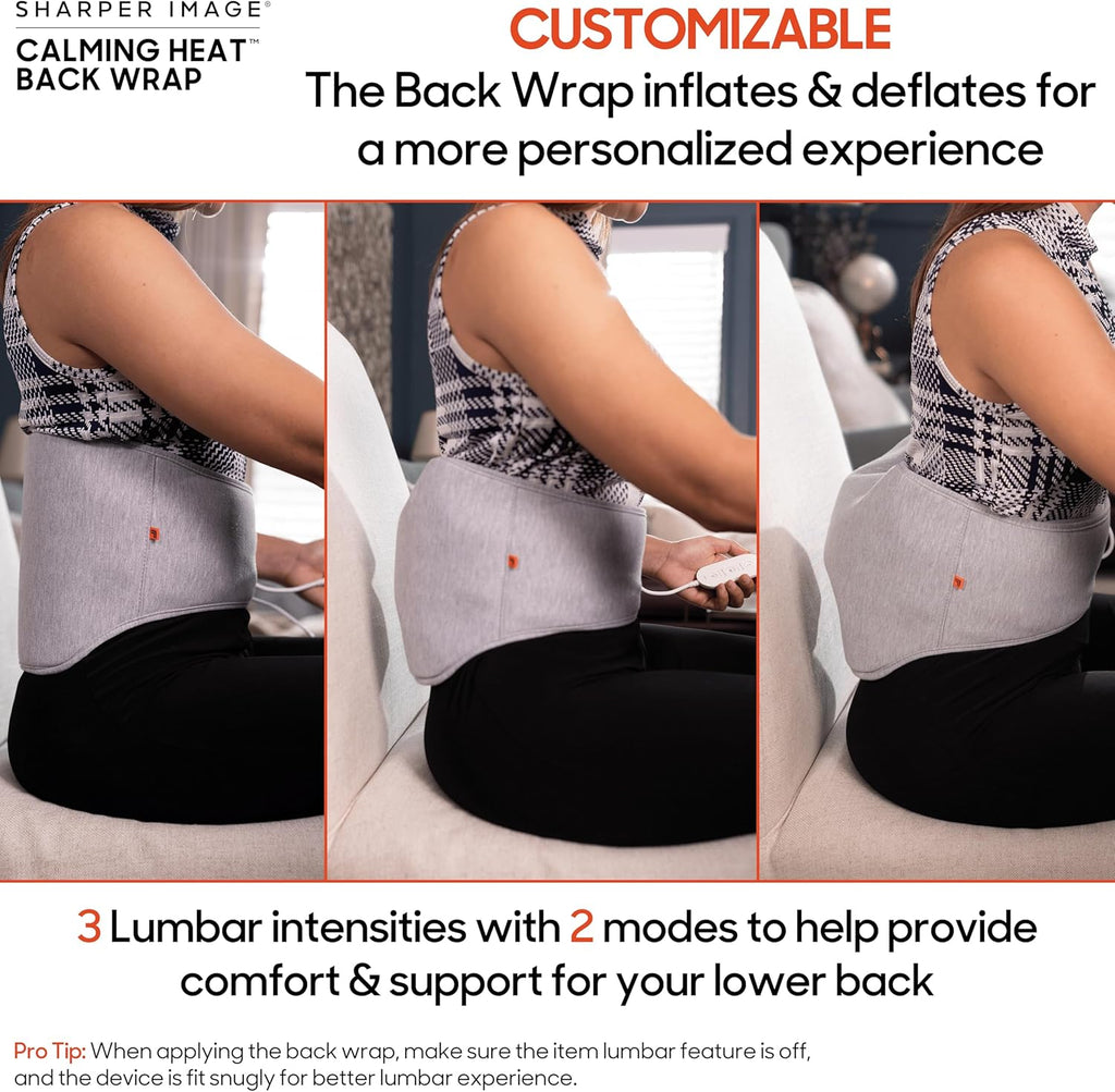 Sharper Image Calming Heat Back Wrap - Heated Lumbar Belt