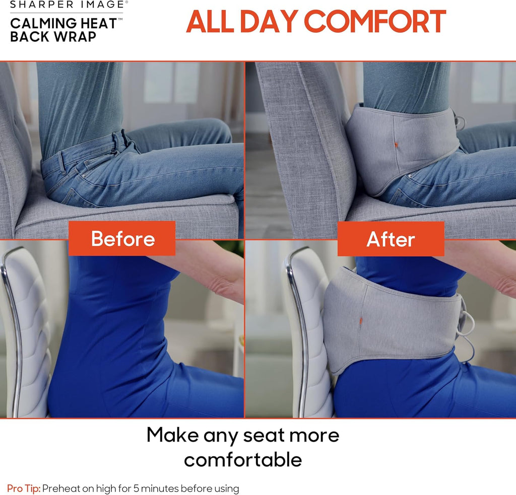 Sharper Image Calming Heat Back Wrap - Heated Lumbar Belt