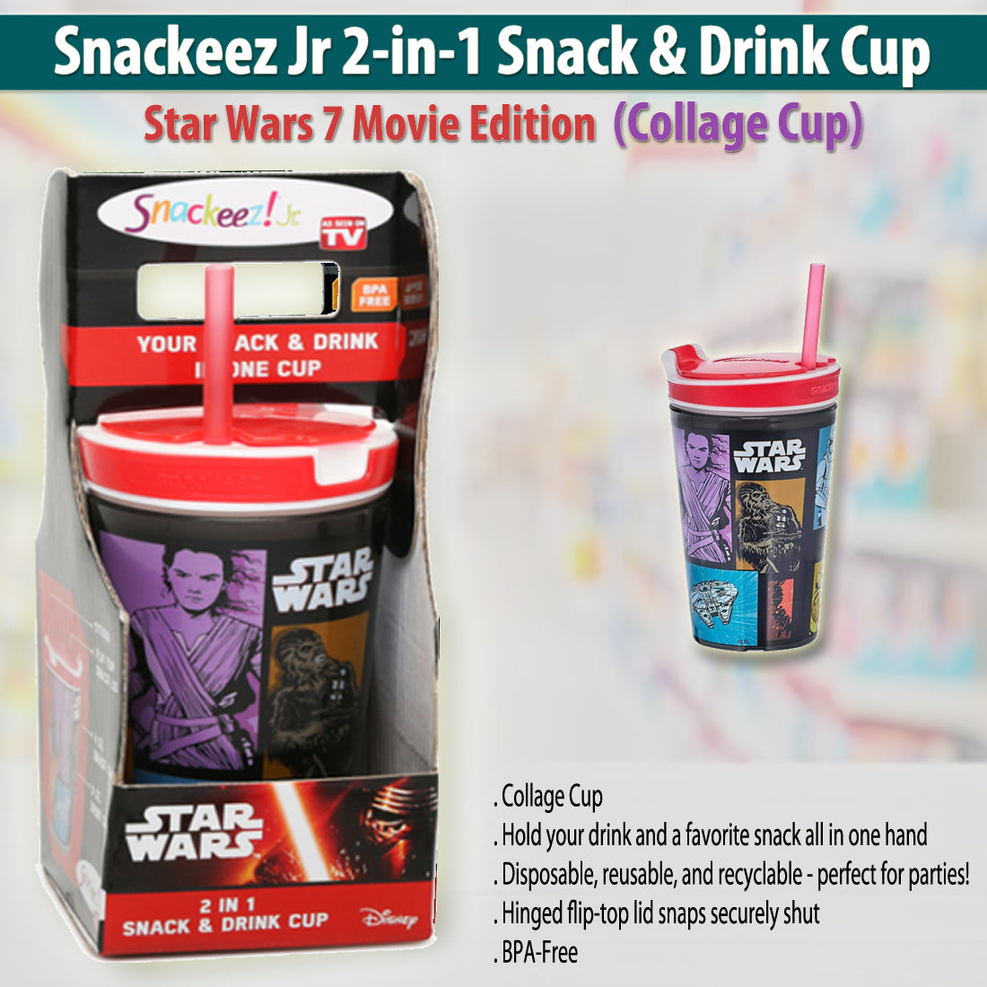 Snackeez Jr 2-in-1 Snack Drink Cup Star Wars (Collage Cup)