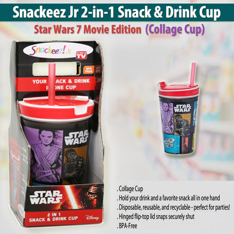 Snackeez Jr -  2-in-1 Snack & Drink Cup Star Wars 7 Movie Edition (Collage Cup)