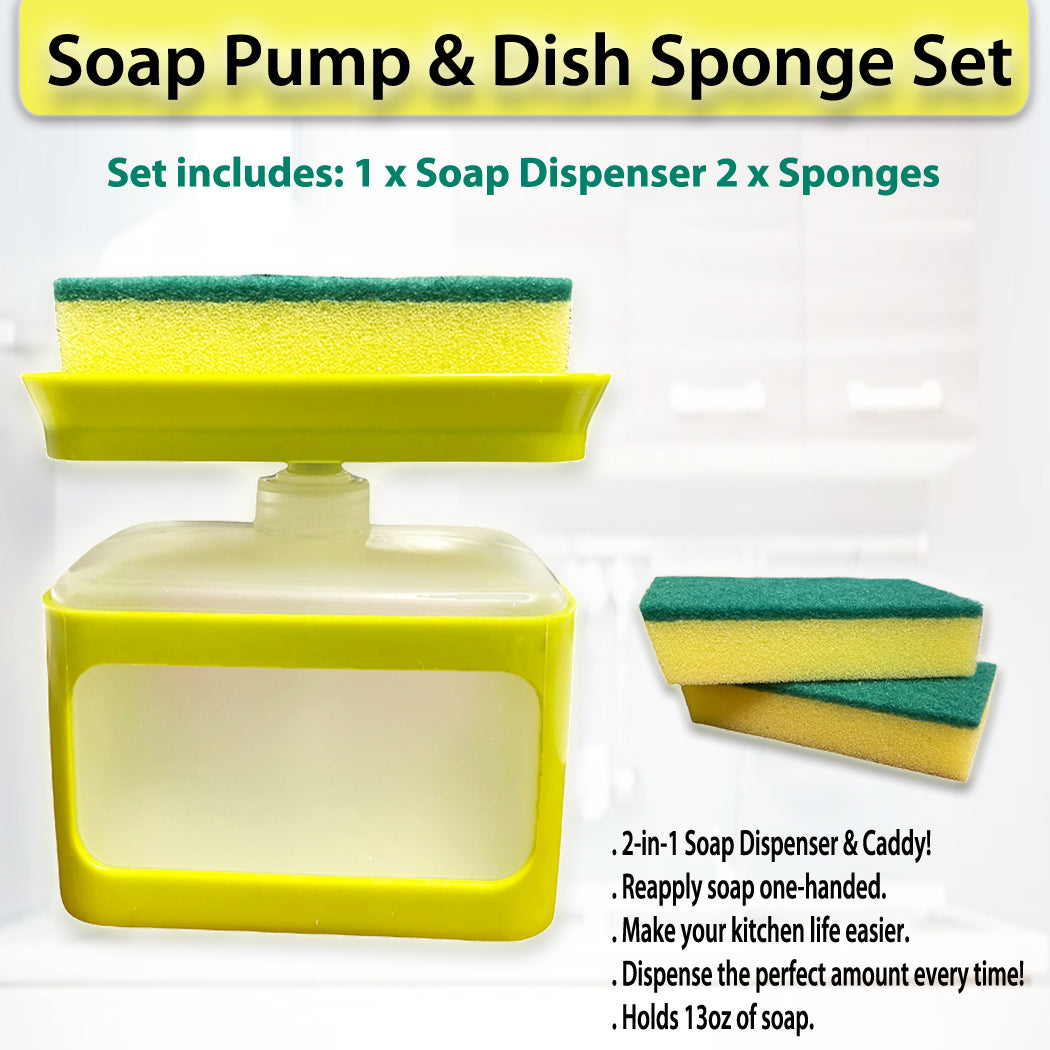 Soap Pump and Sponge Caddy Holds 13 oz Dispense The Perfect Amount