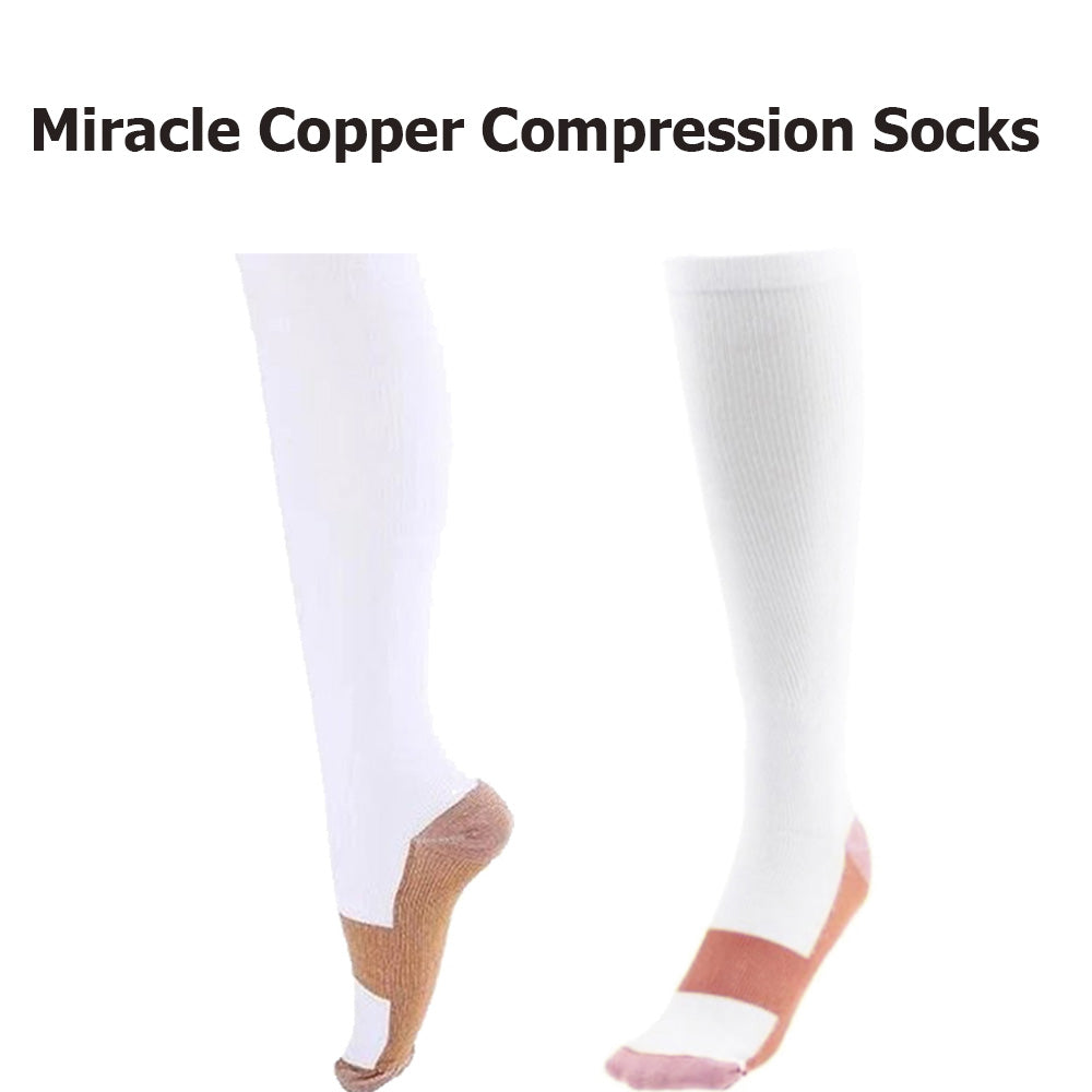 Miracle Copper Compression Socks, White - Large/Extra Large