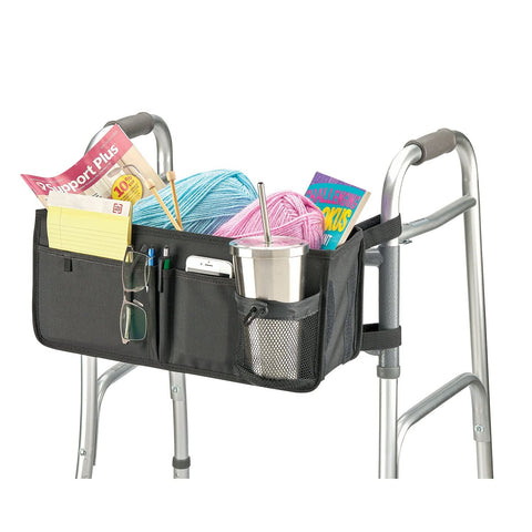 Collapsible Walker Storage Bag  - Lightweight Mobility Walker Accessories, Collapsible Rollator Bag Walker Pouch, Walker Basket with Storage Compartments