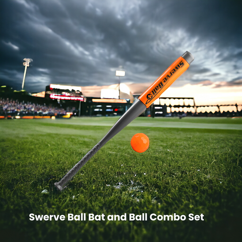 Swerve Ball Bat & Ball Combo Child's Toy Curve Swerve Slide Practice Backyard Fun Gift for Kids As Seen On Tv- Orange