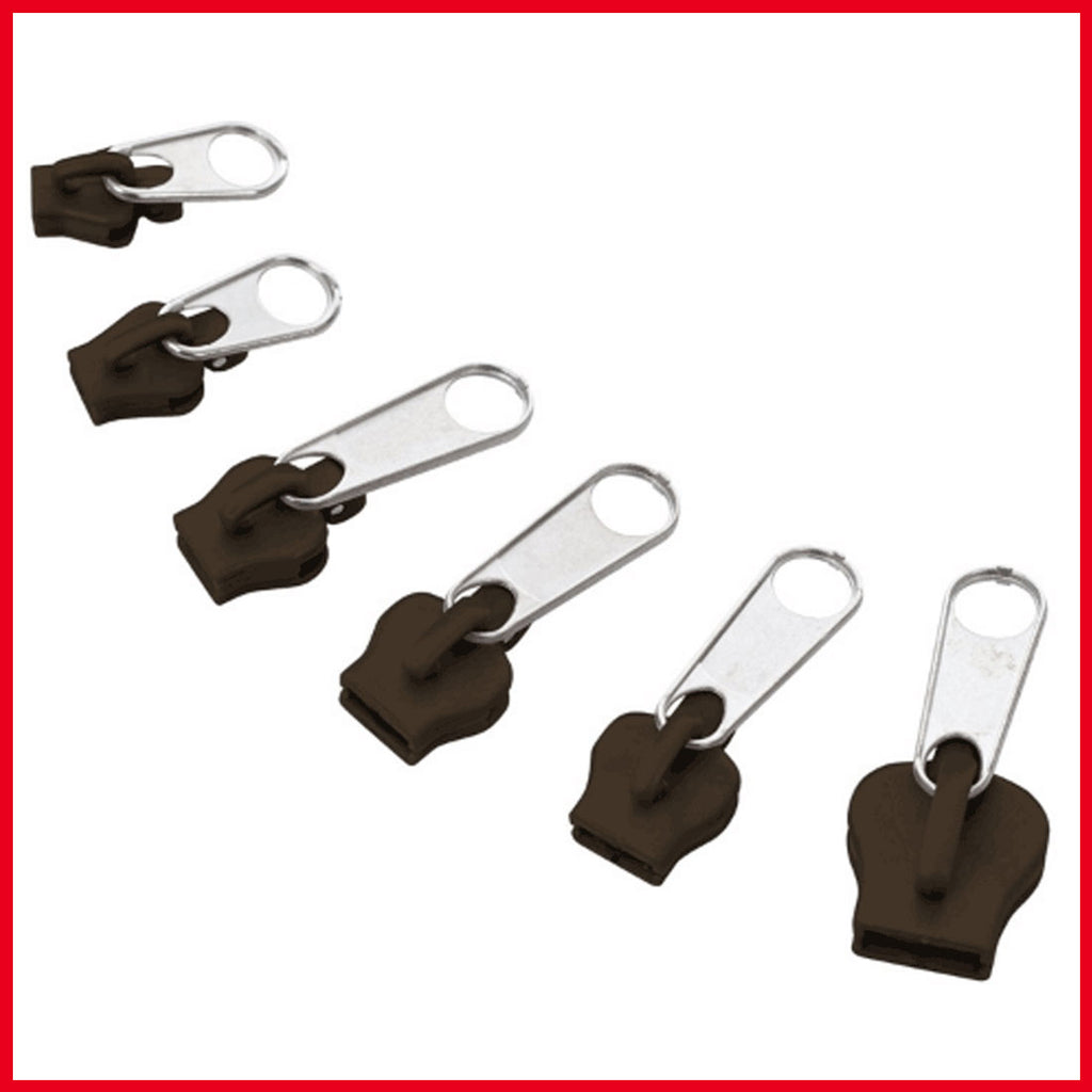 Zipper Fixers (Brown) - 6-Piece Set for Instant Repair