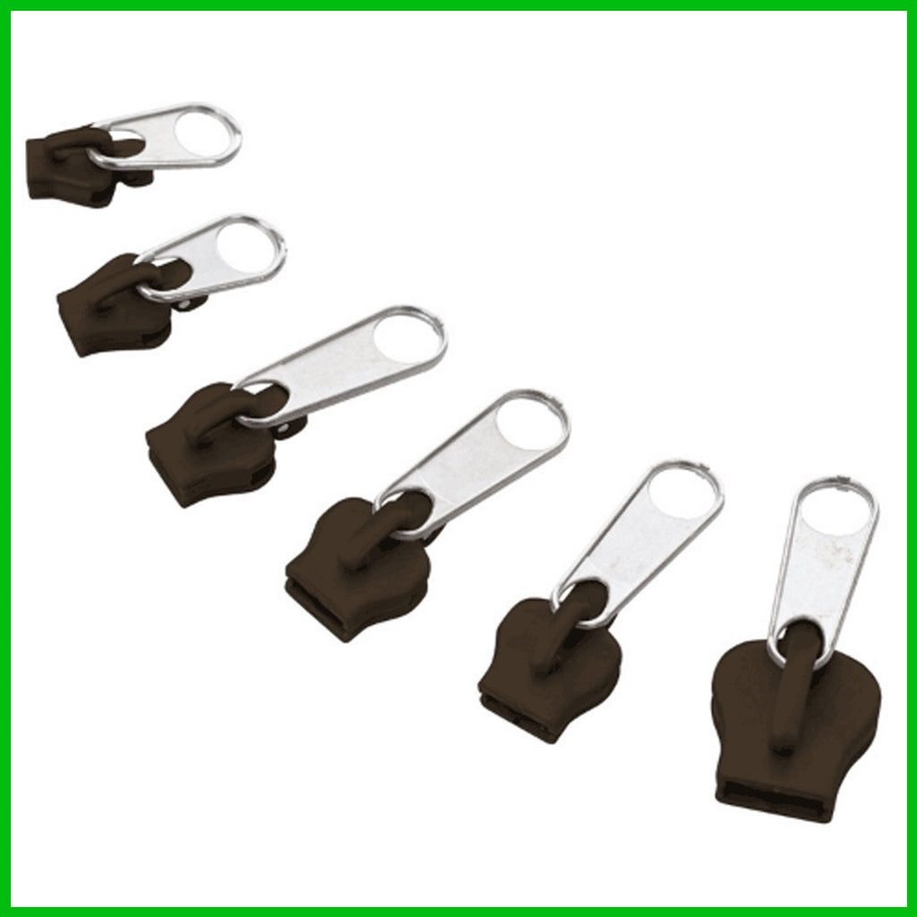 Zipper Fixers (Brown) - 6-Piece Set for Instant Repair