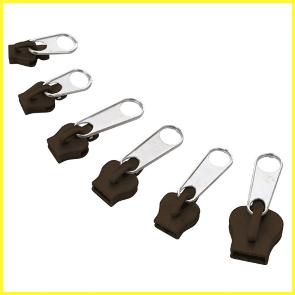 Zipper Fixers (Brown) - 6-Piece Set for Instant Repair