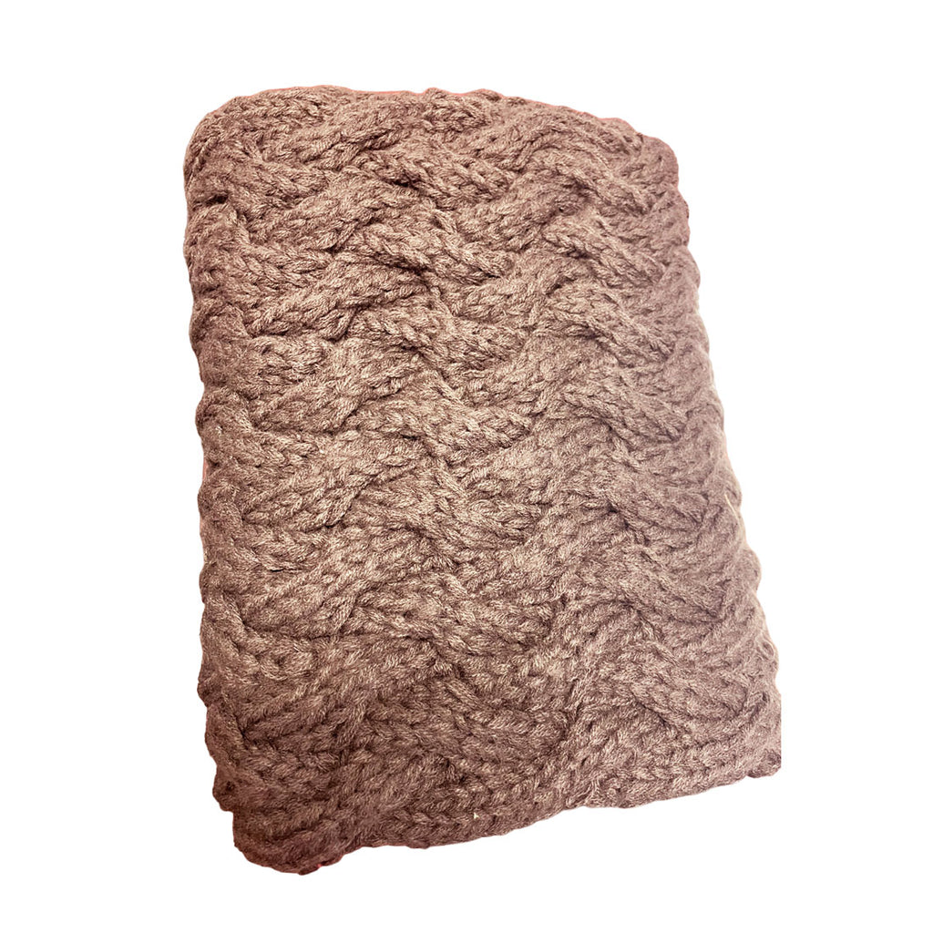 The Twist Infinity Twist Cable Knit Scarf (Brown)