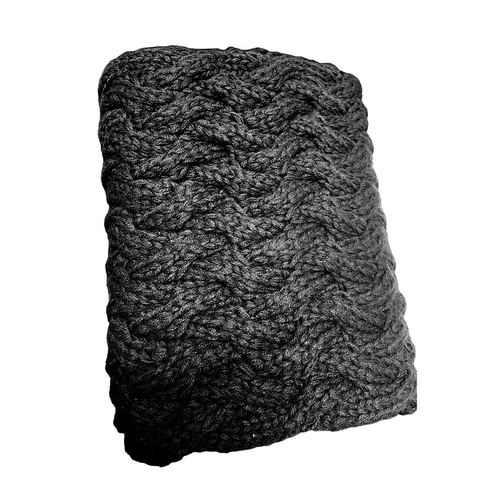 The Twist Infinity Twist Cable Knit Scarf (Black)
