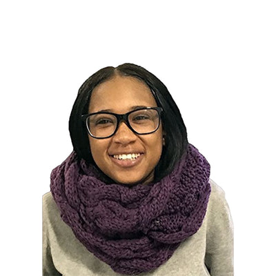 The Twist Infinity Twist Cable Knit Scarf (Purple)