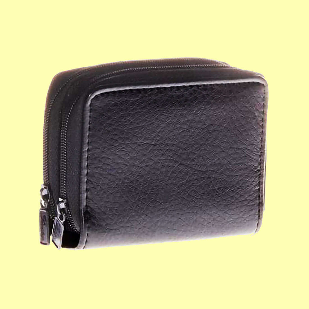Accordion Cardholder Wallet Faux Leather 5 Card Pocket (Black)