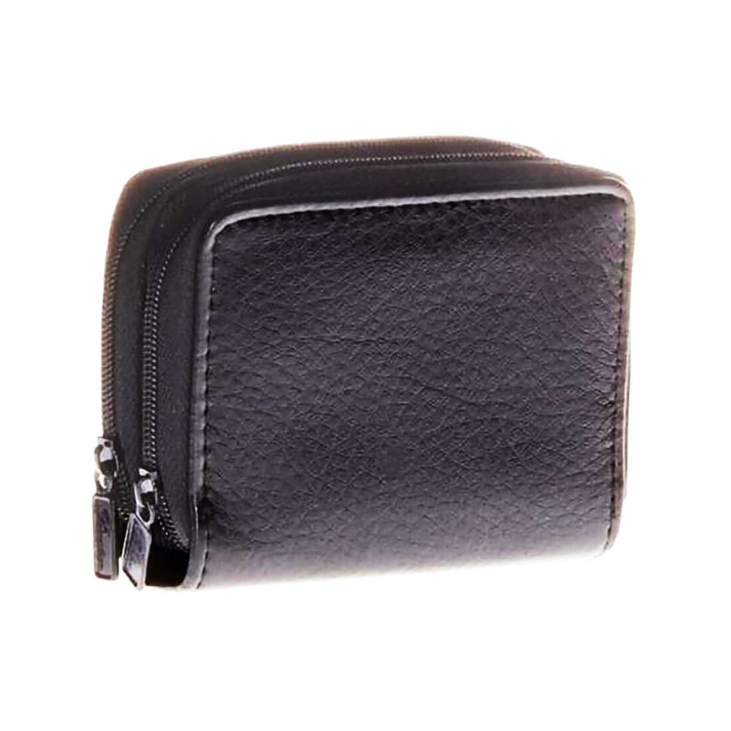 Accordion Cardholder Wallet Faux Leather 5 Card Pocket (Black)