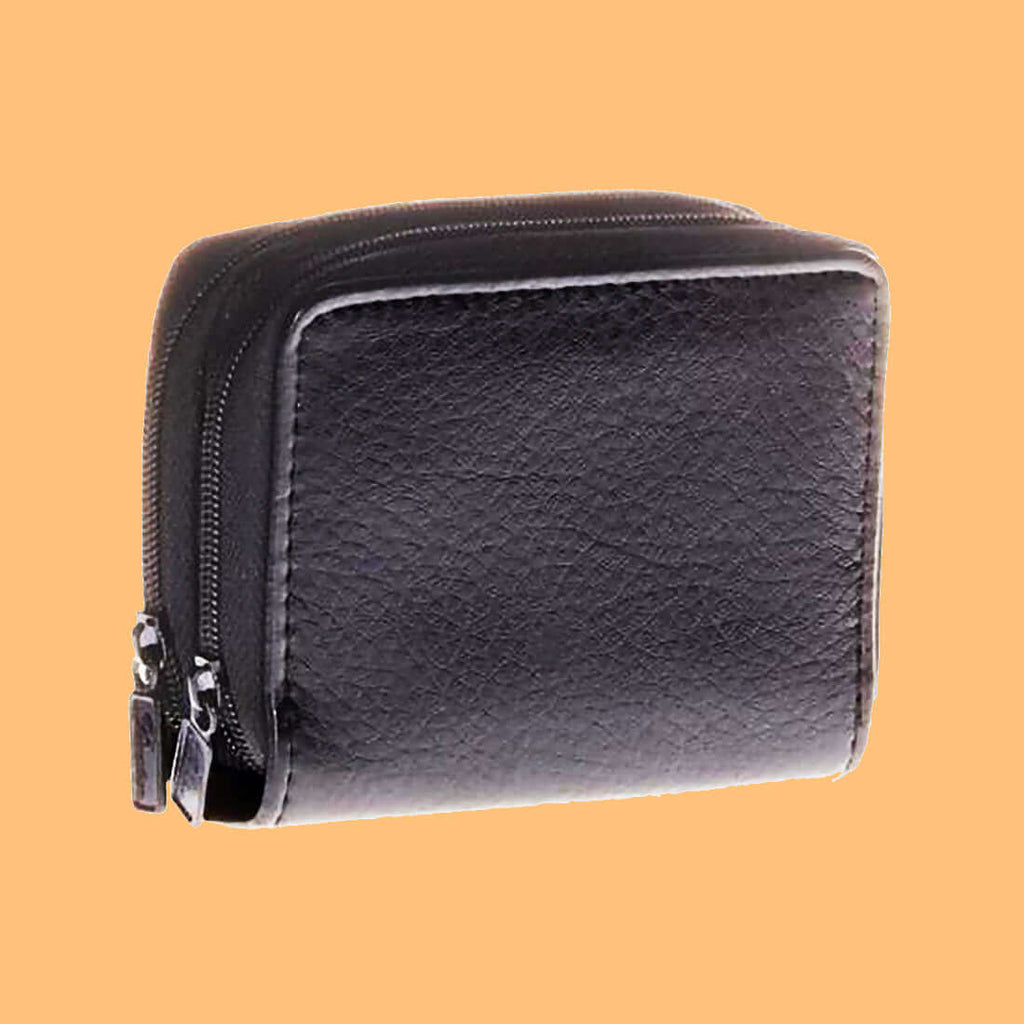 Accordion Cardholder Wallet Faux Leather 5 Card Pocket (Black)