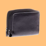 Accordion Cardholder Wallet Faux Leather 5 Card Pocket (Black)