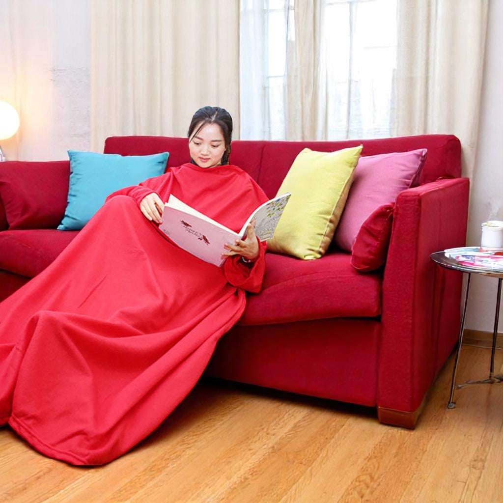 Warmie- Cozy Blanket with Sleeves -Red