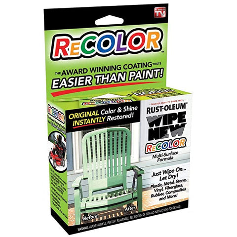 Wipe New Recolor Paint Restorer - Restore Original Color & Shine to Faded Plastics, Vinyl & Outdoor Furniture, Wipe-On Kit
