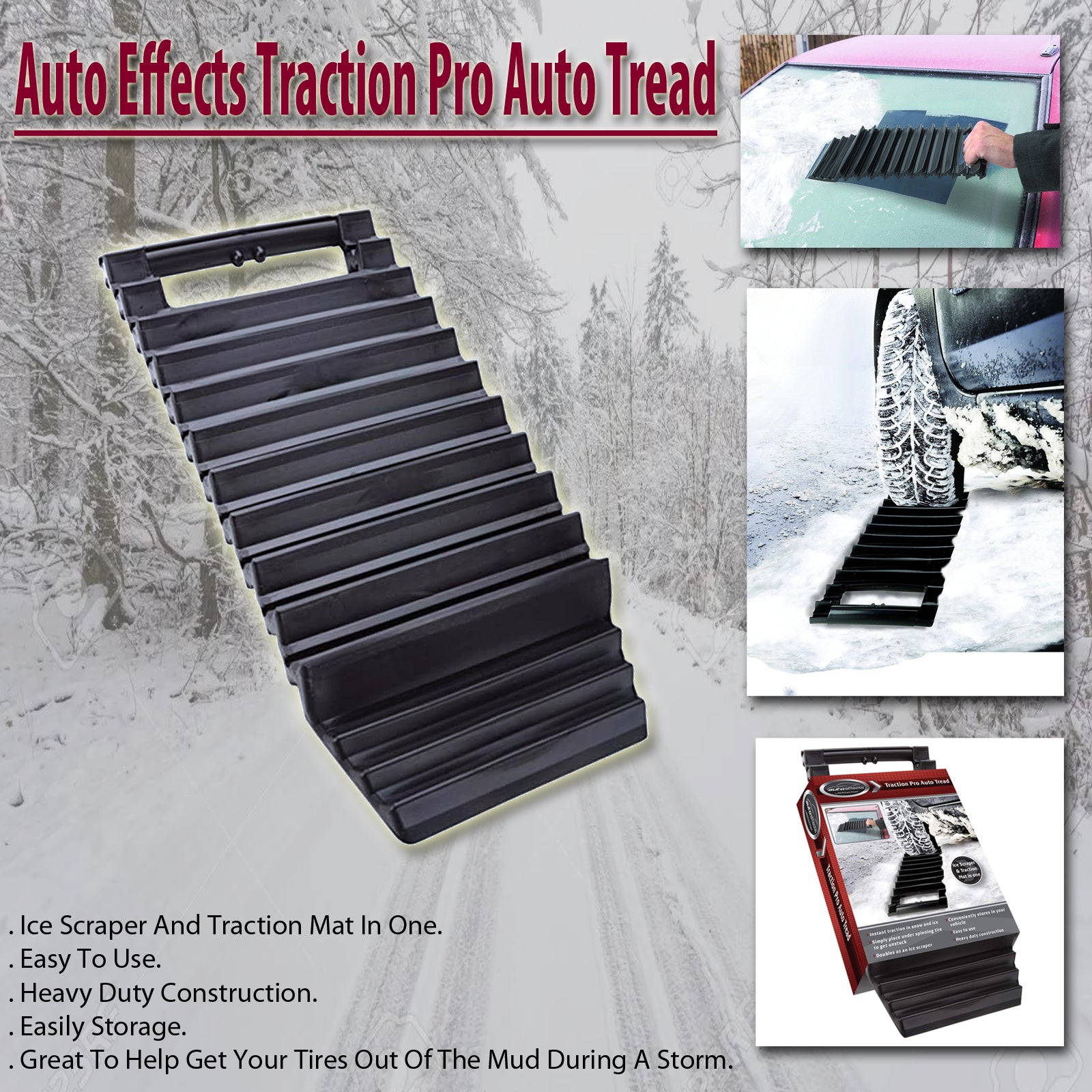 Auto Effects Traction Tread remove snow ice mud sand Scraper