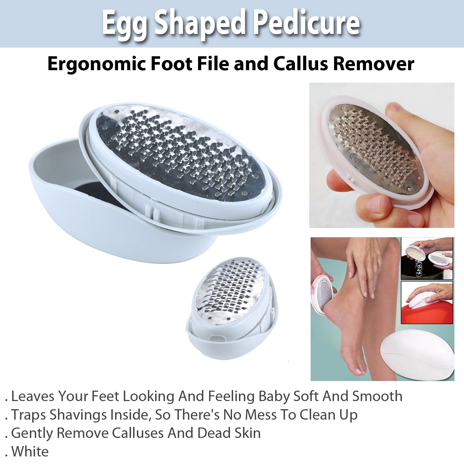 Egg Shaped Pedicure Ergonomic Foot File Callus Remover Tool