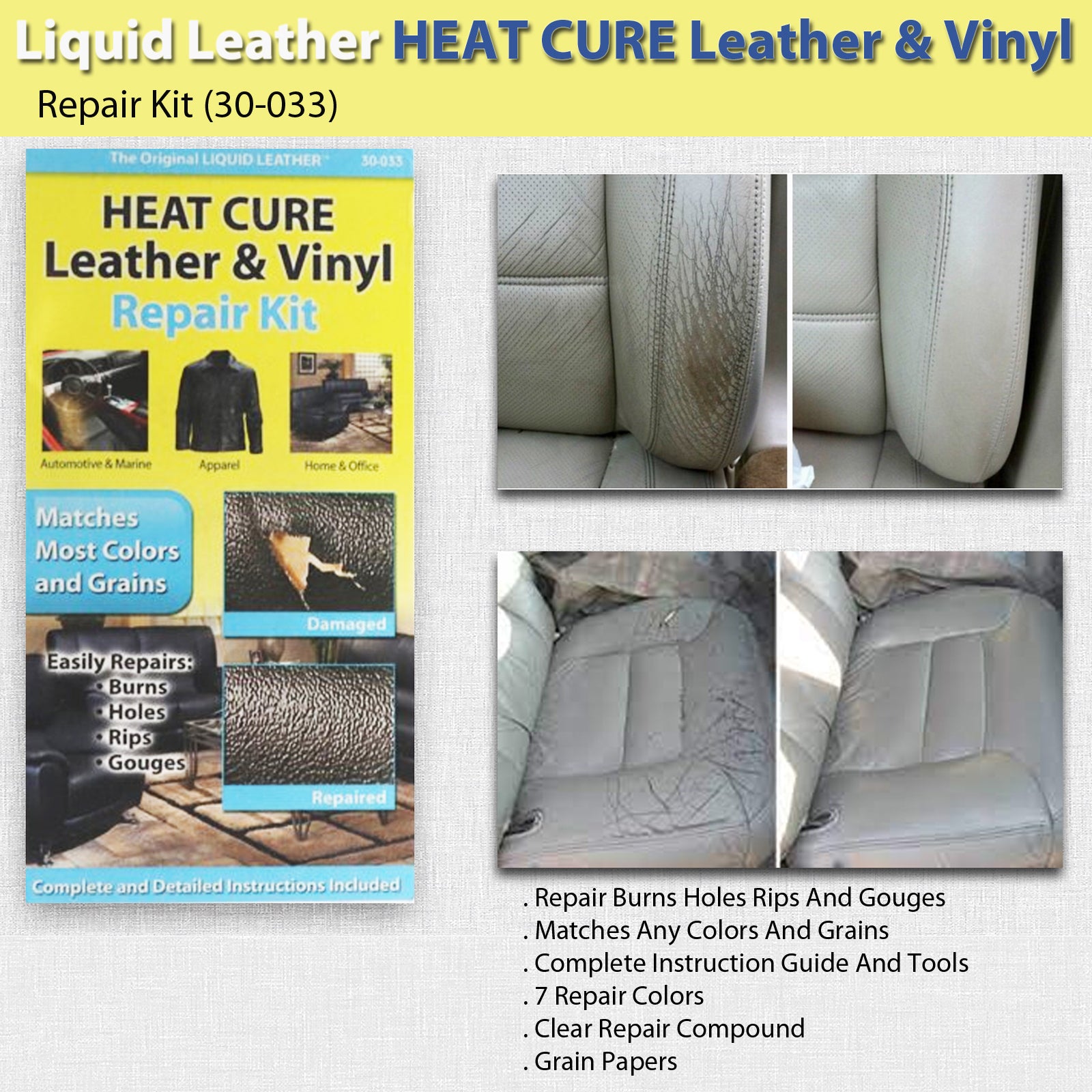 Leather Vinyl Easy Repair Restoration Clear Instructions Kit Couch Car Seat Sofa