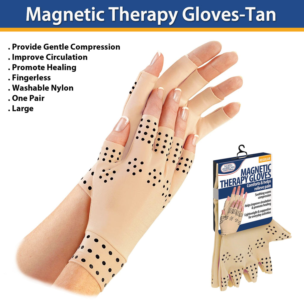 Magnetic Therapy Gloves-Tan-Large